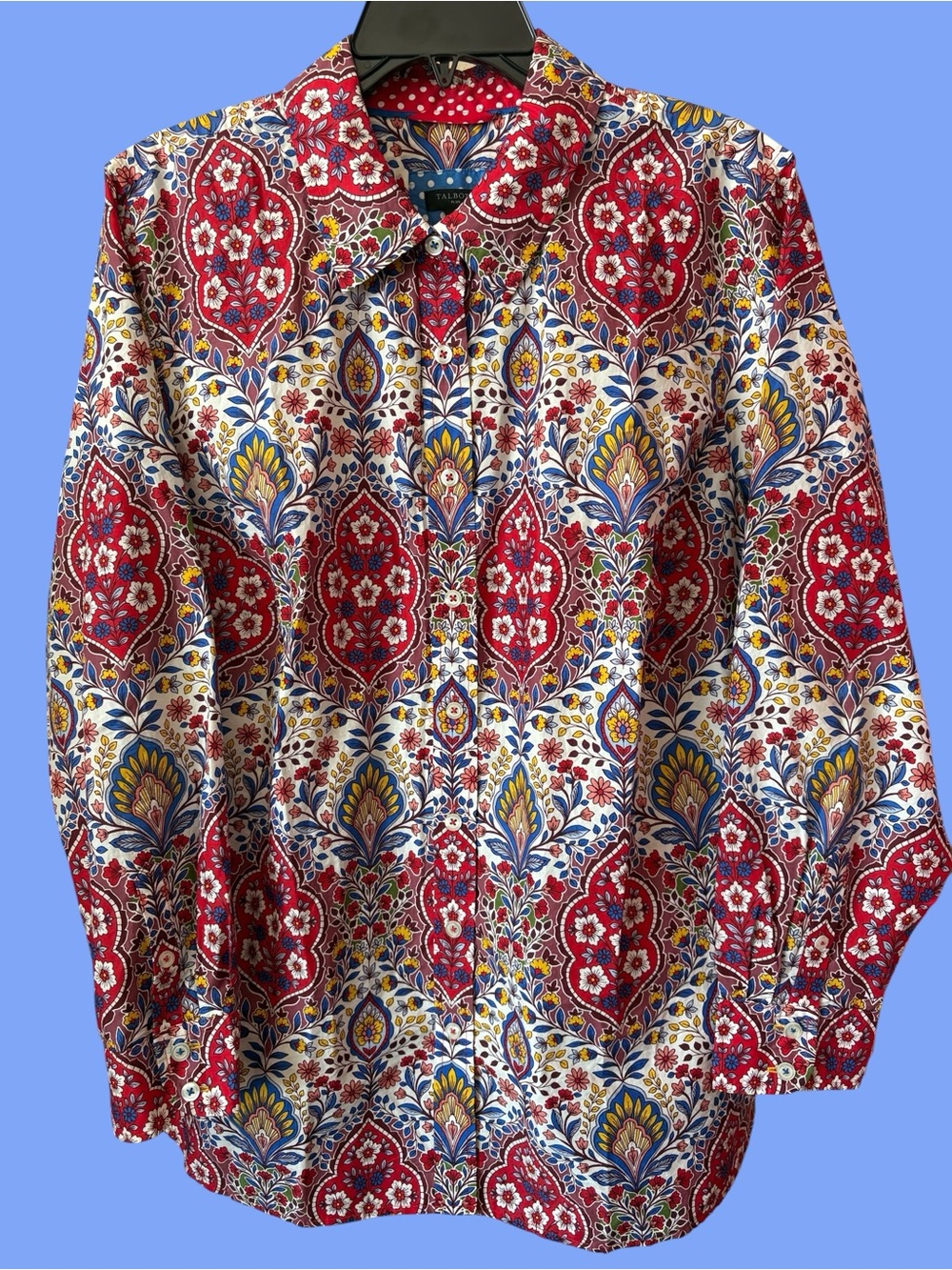 Bold Red Floral-Print Women's Button-Up Shirt